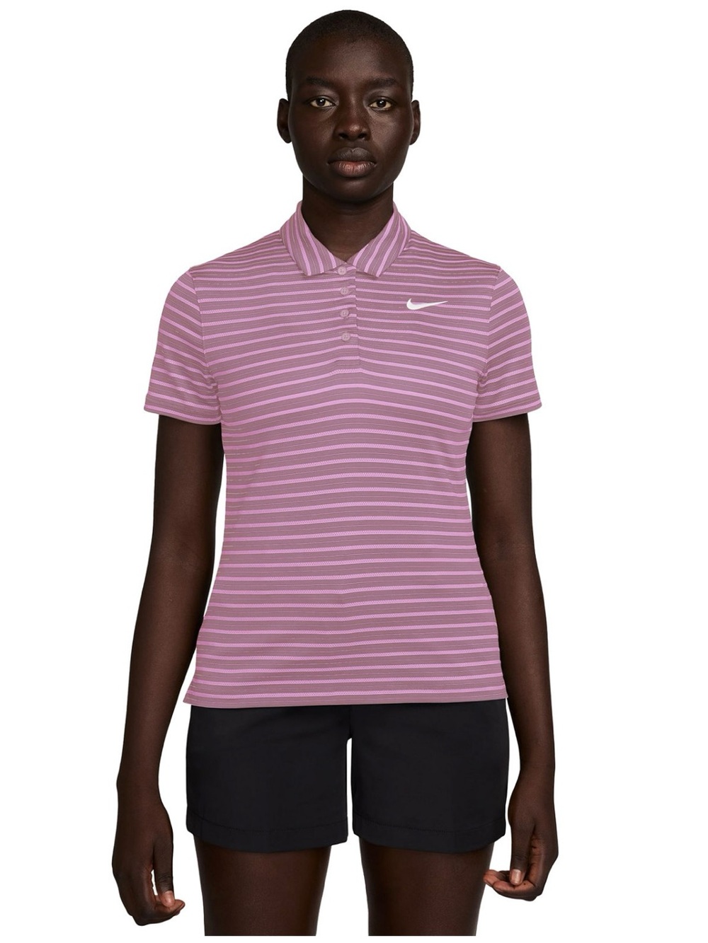 Nike Women's Pink Dri-Fit Short Sleeve Striped Golf Polo